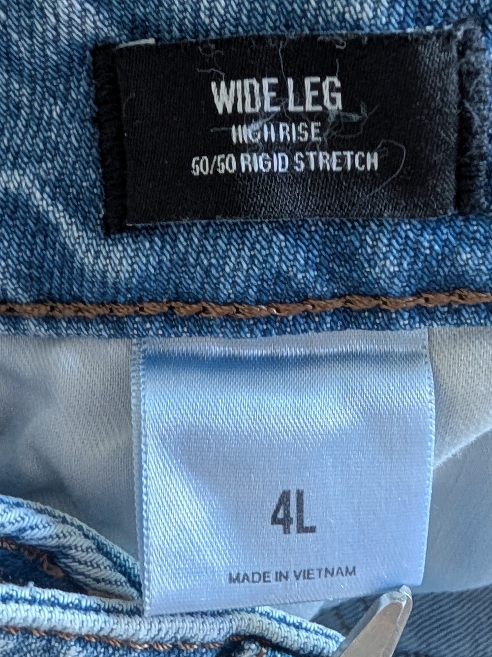 Express High Rise Wide Leg Raw Hem 50 50 Rigid Stretch SZ 4 Tall - Picture 5 of 7